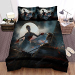 Halloween Vampire Lady Kills A Man Artwork Bed Sheets Spread Duvet Cover Bedding Sets