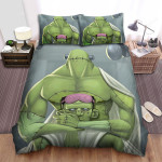 Halloween Lazy Frankenstein Holding His Own Head Bed Sheets Spread Duvet Cover Bedding Sets