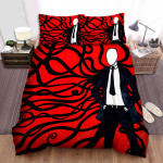 Halloween Slenderman In Red Background Artwork Bed Sheets Spread Duvet Cover Bedding Sets