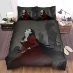 Halloween Vampire Lady In Red Dress Drawing Bed Sheets Spread Duvet Cover Bedding Sets