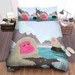 The Wild Animal - The Monkey Relaxing In The Hot Bathtub Bed Sheets Spread Duvet Cover Bedding Sets