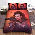 Halloween Vampire Lady In Red Moon Background Bed Sheets Spread Duvet Cover Bedding Sets