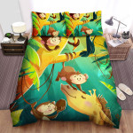 The Wild Animal - The Monkey Playing With A Giraffe Bed Sheets Spread Duvet Cover Bedding Sets