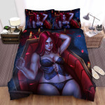 Halloween Hot Vampire Lady Inside The Coffin Bed Sheets Spread Duvet Cover Bedding Sets