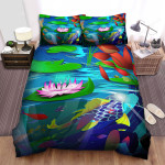 The Japanese Fish - The Koi In The Lotus Pond Art Bed Sheets Spread Duvet Cover Bedding Sets