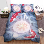 The Japanese Fish - The Koi Around A Lotus Art Bed Sheets Spread Duvet Cover Bedding Sets