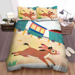 A Donkey Running Along The Train Bed Sheets Spread Duvet Cover Bedding Sets