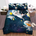 The Wild Creature - The Mouse Astronaut Chasing Cheese Art Bed Sheets Spread Duvet Cover Bedding Sets