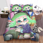 Splatoon - Agent 3 With Green Hairs Bed Sheets Spread Duvet Cover Bedding Sets