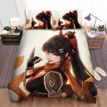 Mischievous Ninja Girl Portrait Bed Sheets Spread Duvet Cover Bedding Sets