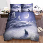 The Christmas Art - Yule Cat Black Cat In Snowfield Bed Sheets Spread Duvet Cover Bedding Sets