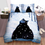 The Christmas Art - Yule Cat Waiting For Snows Bed Sheets Spread Duvet Cover Bedding Sets