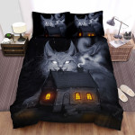The Christmas Art - Yule Cat Out Side The House Bed Sheets Spread Duvet Cover Bedding Sets