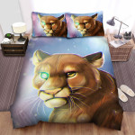 The Wildlife - The Cougar In The Sparkle Space Art Bed Sheets Spread Duvet Cover Bedding Sets