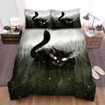 The Christmas Art - Yule Cat In The Forest Bed Sheets Spread Duvet Cover Bedding Sets