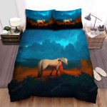 The Natural Animal - The Red Girl Relying On Her Horse Bed Sheets Spread Duvet Cover Bedding Sets