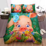 The Cute Animal - The Pig In The Garden Bed Sheets Spread Duvet Cover Bedding Sets