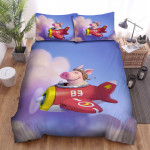 The Pig Driving An Airplane Bed Sheets Spread Duvet Cover Bedding Sets