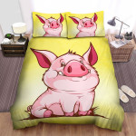 The Cute Animal - The Pig In The Yello Background Bed Sheets Spread Duvet Cover Bedding Sets