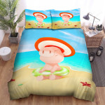 The Cute Animal - A Pig In The Vacation Bed Sheets Spread Duvet Cover Bedding Sets