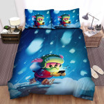 The Farm Animal - The Pig Running In The Winter Bed Sheets Spread Duvet Cover Bedding Sets