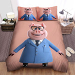 The Farm Animal - The Pig In The Blue Suit Bed Sheets Spread Duvet Cover Bedding Sets