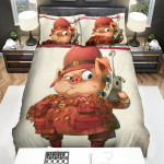 The Farm Animal - The Pig Soldier Listening To A Phone Bed Sheets Spread Duvet Cover Bedding Sets