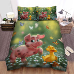 The Farm Animal - The Pig And The Duck Bed Sheets Spread Duvet Cover Bedding Sets