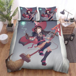 Little Witch Academia Kagari Atsuko With Magic Staff & Flying Broom Bed Sheets Spread Duvet Cover Bedding Sets