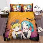 Monogatari Happy Halloween From Shinobu & Yotsugi Bed Sheets Spread Duvet Cover Bedding Sets