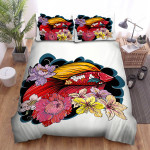 The Red Betta Fish And Flowers Artwork Bed Sheets Spread Duvet Cover Bedding Sets