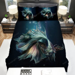 The Black Betta In The Dark Water Art Bed Sheets Spread Duvet Cover Bedding Sets