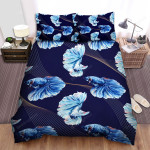 The Blue Betta Seamless Pattern Bed Sheets Spread Duvet Cover Bedding Sets