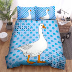 A Goose In Dots Background Bed Sheets Spread Duvet Cover Bedding Sets