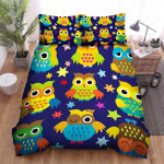 The Wildlife - The Colorful Owl Art Bed Sheets Spread Duvet Cover Bedding Sets