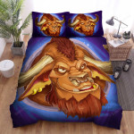 The Wild Animal - The Bison In Purple Background Bed Sheets Spread Duvet Cover Bedding Sets