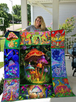 Colorful Mushroom Quilt Blanket