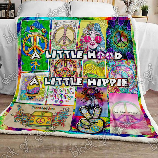 April Girl Hippie Custom Fleece Blanket Hippie Blanket 