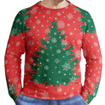 Christmas Tree Silhouette 4 Wood Ugly Christmas Sweater Unisex Crewneck