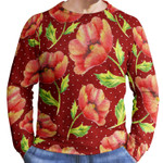 Hand Paint Watercolor Red Wood Ugly Christmas Sweater Unisex Crewneck