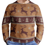 Knitted Deers Firtrees 1 Wood Ugly Christmas Sweater Unisex Crewneck