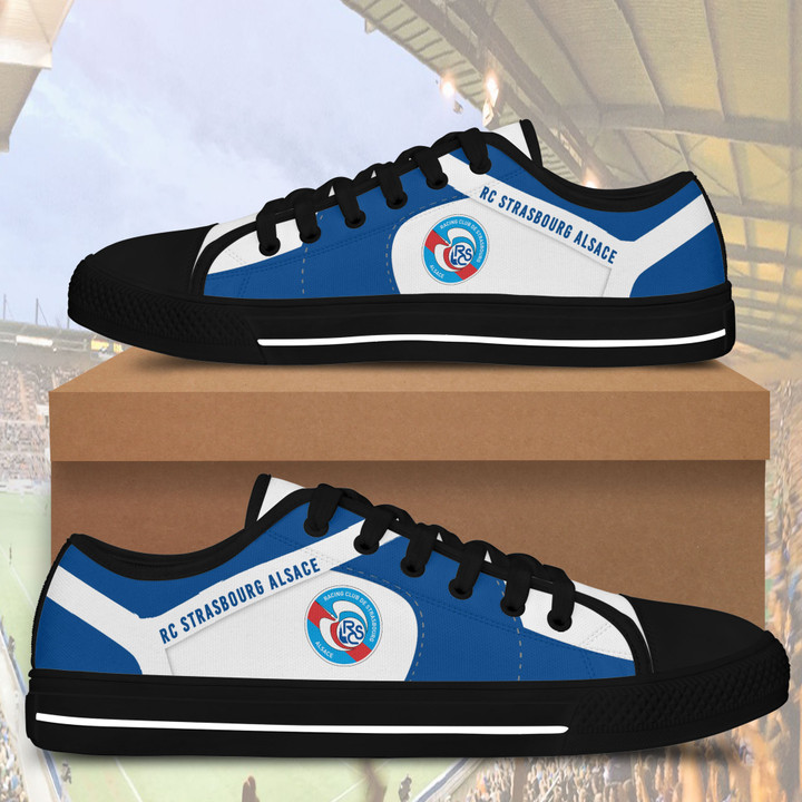 RC Strasbourg Alsace Black White low top shoes for Fans SWIN0250