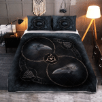 Raven And Runic Symbols - Viking Quilt Bedding Set