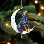 Rottweiler-Sit On The Moon-Two Sided Ornament