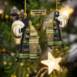 Firefighter Chief WHITE HELMET | Christmas Custom Shaped Ornament | Custom Number