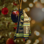 Dark Brown Firefighter CAPITAINE Ornament, Custom Name & Number