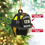 Love Firefighter Helmet Chrismas Ornament |Custom Name & Number