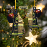 Firefighter Captain RED HELMET | Christmas Custom Shaped Ornament | Custom Number