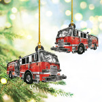 Firefighter Truck Christmas Ornament | Custom Shaped Ornament New V2