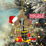 Firefighter Chrismas Ornament | Led Christmas Santa Hat | Custom Name